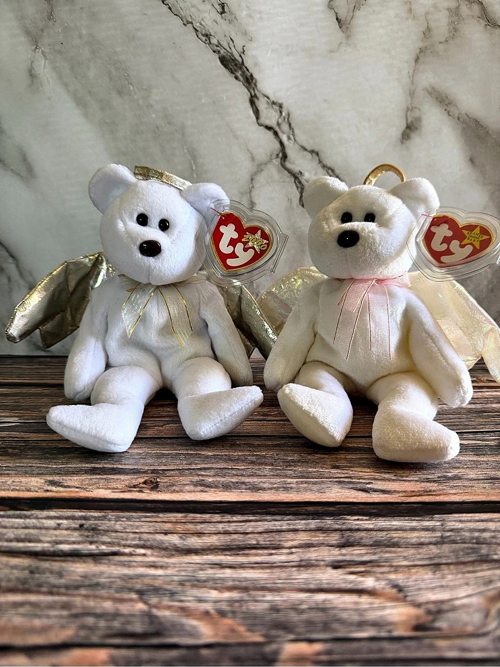 RARE! Ty Halo and Halo II Beanie Babies and II Angel Beanie Babies Plush